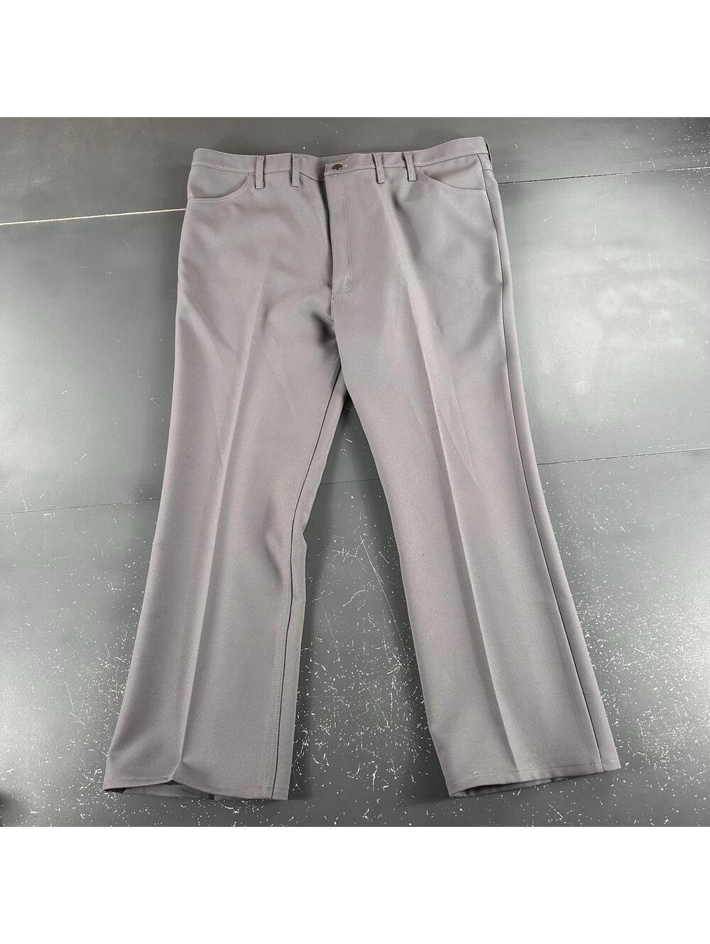 VTG Wrangler Wrancher Slacks Men 48x32 Gray Silver Regular Fit USA Made Boot NWT